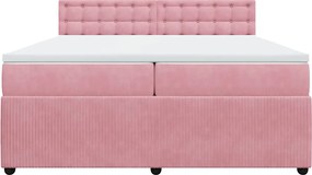 vidaXL Κρεβάτι Boxspring με Στρώμα Ροζ 200x200 εκ. Βελούδινο