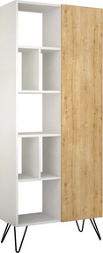 Βιβλιοθήκη Jedda Megapap χρώμα λευκό - sapphire oak 80,6x29,6x191εκ.
