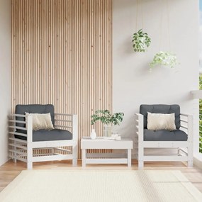 vidaXL Καρέκλες Κήπου 2 τεμ. Λευκές από Μασίφ Ξύλο Πεύκου