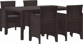 vidaXL Σέτ φαγητού για κήπο 5 pcs Καφέ Rattan Polt