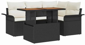 vidaXL Σετ Καναπέ Κήπου 5 pcs Μαύρο και κρεμ 100 x 55 x 73 εκ