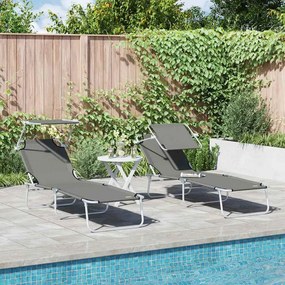 vidaXL Ξαπλώστρα 2 pcs Γκρι 58 x 188 x 77 εκ. Πολυεστέρας