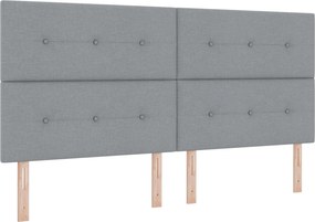 vidaXL Κρεβάτι box spring με στρώμα Ανοιχτό γκρι 200 x 200 cm Ύφασμα