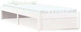 vidaXL Πλαίσιο Κρεβατιού Λευκό 75x190 εκ. Μασίφ Ξύλο Small Single