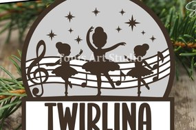 Σετ των 3 Intra απο ξύλο plywood 3mm-4mm πάχος Σήμα ονόματος μπαλαρίνας κοπής με λέιζερ Δίασταση 4x4 cm INTRAFABR-119542150