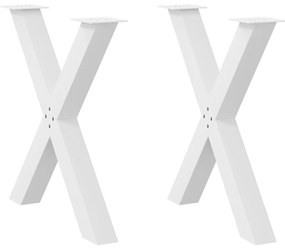 VidaXL Πόδια Τραπεζαρίας σε Σχήμα Χ, 2 τεμ. Λευκά 80x(72-73) εκ. Ατσάλι