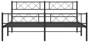 Πλαίσιο Κρεβατιού με Κεφαλάρι&amp;Ποδαρικό Μαύρο 193x20 εκ. Μέταλλο - Μαύρο