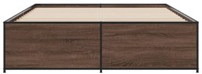 vidaXL Πλαίσιο Κρεβατιού Καφέ Δρυς 150x200 εκ. Επεξ. Ξύλο &amp; Μέταλλο