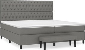 vidaXL Κρεβάτι Boxspring με Στρώμα Σκούρο Γκρι 200x200 εκ. Υφασμάτινο