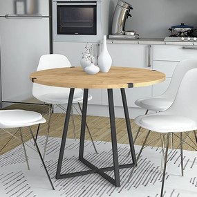 Τραπέζι Rubes Megapap χρώμα sonoma - ανθρακί 120x120x78εκ.