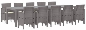 vidaXL Σέτ φαγητού για κήπο με μαξιλάρι 11 pcs Ανοιχτό γκρι και Κρέμα