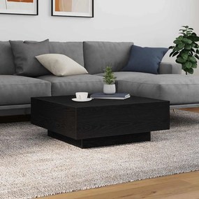vidaXL Τραπεζάκι σαλονιού με LED φώτα Μαύρο Δρυς 80x80x31 εκ.
