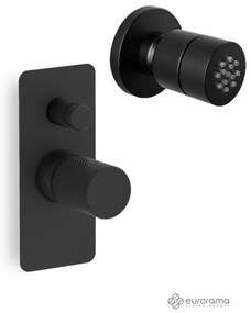 Eurorama Eletta Tecno Black Matt Μίκτης Εντοιχισμού 2 εξόδων με Εκτροπέα+Jet Στρογγυλό επίτοιχο