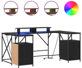 vidaXL Γραφείο Μαύρη Οξυά 182 x 101 x 87,5 εκ Επεξεργασμένο ξύλο