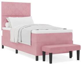 vidaXL Κρεβάτι με ελατήρια με στρώμα Ροζ 90 x 200 cm Βελούδο