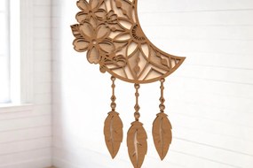 Σετ των 3 Intra απο ξύλο plywood 3mm-4mm πάχος - Crescent Moon Dreamcatcher  Δίασταση 6x6 cm INTRAFABR-121402420