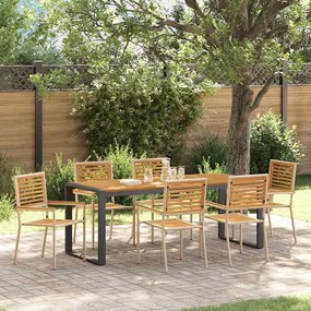 vidaXL Σέτ φαγητού για κήπο 7 pcs Μπεζ, Καφέ 200 x 80 x 75 cm