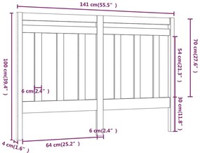 vidaXL Κεφαλάρι Κρεβατιού Γκρι 141 x 4 x 100 εκ. από Μασίφ Ξύλο Πεύκου