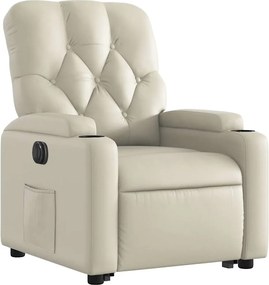 vidaXL Πολυθρόνα Ηλεκτρ. Ανακλινόμενη με Ανύψωση Κρεμ Συνθ.Δέρμα