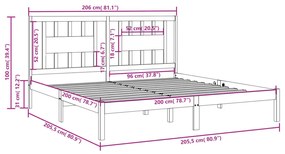 vidaXL Πλαίσιο Κρεβατιού Λευκό 200 x 200 εκ. από Μασίφ Ξύλο Πεύκου