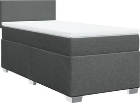 vidaXL Κρεβάτι Boxspring με Στρώμα Σκούρο Γκρι 90x200 εκ. Υφασμάτινο