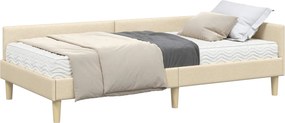 vidaXL Κρεβάτι γωνίας με στρώμα με στρώμα 2 pcs Κρεμ ύφασμα