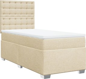 vidaXL Κρεβάτι Boxspring με Στρώμα Κρεμ 90x200 εκ.Υφασμάτινο