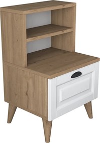 Stewehome Κομοδίνο ξύλινο με ράφια και συρτάρι 45x40x74.4 cm