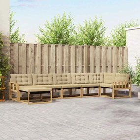 vidaXL Σειρά Καναπέ Εξωτερικού με μαξιλάρι 7 pcs Λευκό και Μπεζ