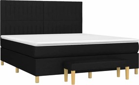 vidaXL Κρεβάτι Boxspring με Στρώμα Μαύρο 180x200 εκ. Υφασμάτινο