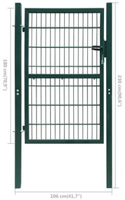 vidaXL Πόρτα Περίφραξης 2D (Μονή) Πράσινη 100x180 εκ.