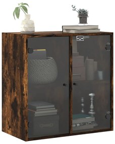 vidaXL Ντουλάπι Τοίχου Καπνιστή Δρυς 68x37x68,5 εκ. Γυάλινες Πόρτες