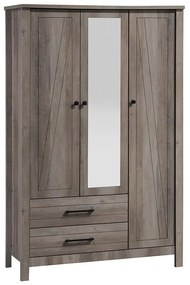 Ντουλάπα ρούχων Tara τρίφυλλη καθρέπτης rustic oak 121x52x193εκ