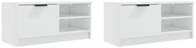 vidaXL Έπιπλα Τηλεόρασης 2 τεμ. Γυαλιστ. Λευκό80x35x36,5εκ. Επεξ. Ξύλο