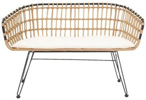 Καναπές 2θέσιος Naoki μέταλλο μαύρο-pe φυσικό 120x55x79εκ 120x55x79 εκ.