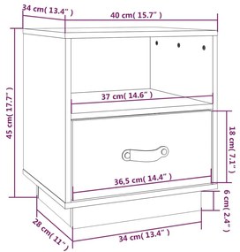 Κομοδίνα 2 τεμ. Λευκό 40x34x45 εκ. από Μασίφ Ξύλο Πεύκου - Λευκό