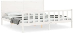 vidaXL Σκελετός Κρεβ. Χωρίς Στρώμα Λευκό 200x200 εκ Μασίφ Πεύκο