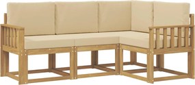 vidaXL Σειρά Καναπέ Εξωτερικού με μαξιλάρι 4 pcs Λευκό και Μπεζ