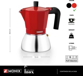 Ιταλικη καφετιερα BRA INOX RED 9T Κόκκινο 470 ml