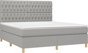 vidaXL Κρεβάτι Boxspring με Στρώμα &amp; LED Αν.Γκρι 180x200εκ. Υφασμάτινο