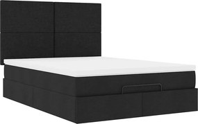 vidaXL Οθωμανικό κρεβάτι με στρώμα Μαύρο 140x200cm Ύφασμα