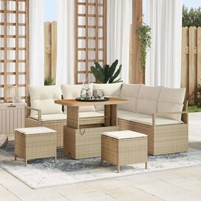 vidaXL Σετ Καναπέ Κήπου με μαξιλάρι 8 pcs Μπεζ, Κρέμα 90 x 55 x 71 cm