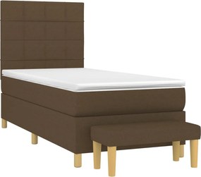 vidaXL Κρεβάτι Boxspring με Στρώμα Σκούρο Καφέ 90x200 εκ. Υφασμάτινο