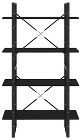 vidaXL Βιβλιοθήκη με 4 Ράφια Μαύρη 80 x 30 x 140 εκ. από Επεξ. Ξύλο