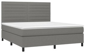 Κρεβάτι Boxspring με Στρώμα &amp; LED Σκ.Γκρι 160x200 εκ Υφασμάτινο - Γκρι