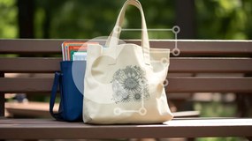 Intra Συλλεκτικό Ξύλινο Παζλ Plywood 4mm - Πάγκος με τσάντες σε μπλε και λευκό χρώμα Σε Ξύλινο Κουτί - Διαστάσεις Puzzle: 10x10 cm – 25 κομμάτια