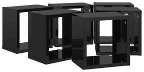 vidaXL Ράφια Κύβοι Τοίχου 6 τεμ. Γυαλιστερό Μαύρο 22 x 15 x 22 εκ.