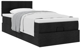 vidaXL Οθωμανικό κρεβάτι με στρώμα Μαύρο 100x200cm Ύφασμα