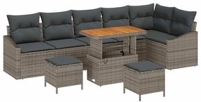 vidaXL Σετ Καναπέ Κήπου με μαξιλάρι 9 pcs Γκρι 90 x 55 x 71 cm