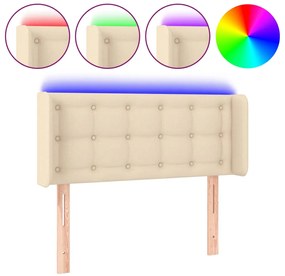 vidaXL Κεφαλάρι Κρεβατιού LED Κρεμ 103x16x78/88 εκ. Υφασμάτινο